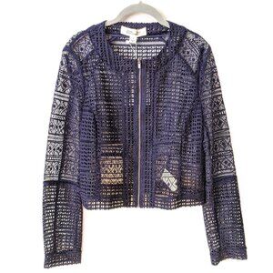 DIANE VON FURSTENBERG NWT Navy ARLETTE Cropped Lace Jacket  $498  Size 10